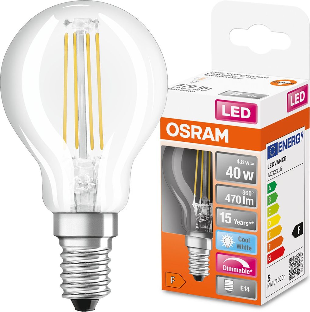 Osram LED lampadina a filamento goccia 5W = 40W E14 chiaro Immagine del prodotto 