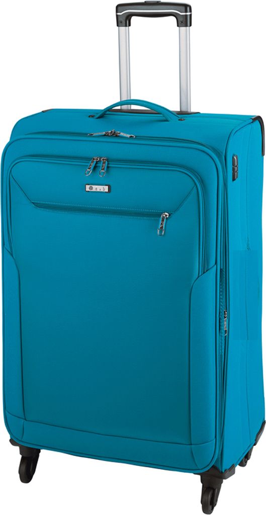 4 Rollen Koffer 55cm Bordgepäck, Leichter Weichgepäck Trolley Hell Blau Bowatex
