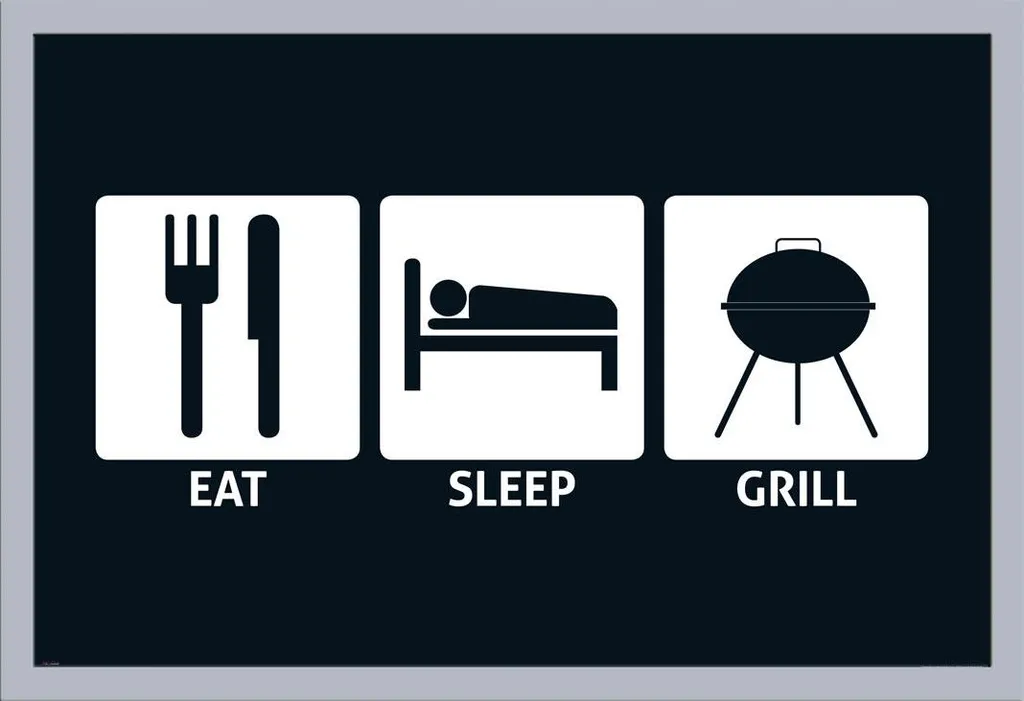 Cornice Argento Shinsuke Maxi MDF con Poster Eat Sleep Design Moderno