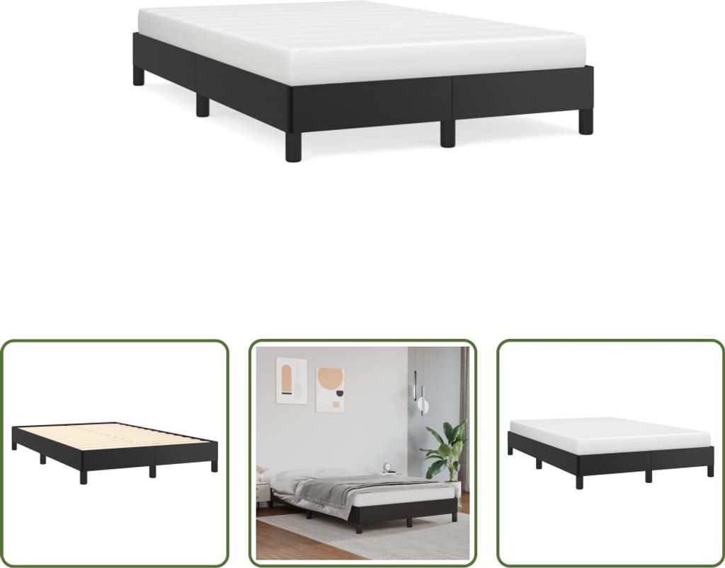The Living Store Bettgestell Schwarz 120x190 cm Kunstleder