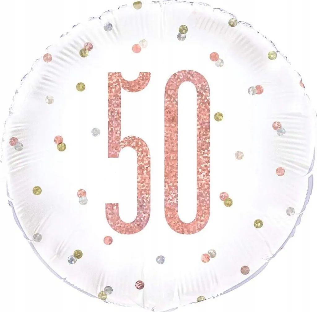 Ballon d'anniversaire 50 ans rose doré en aluminium de 86 cm