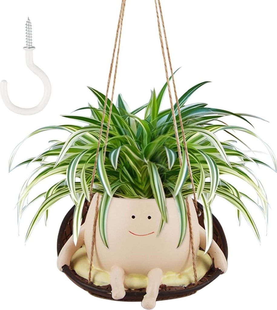 Blumentopf mit Smilley-Schaukel - dekorativ - geeignet für drinnen und draußen