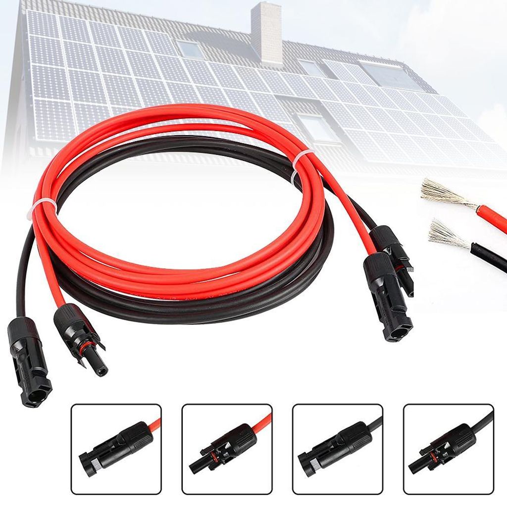 1 Paar 1m MC4 Solarkabel 6mm² Verlängerung PV Kabel Solarpanel Balkonkraftwerk Solarmodule Wechselrichter Photovoltaik