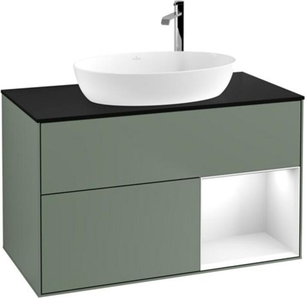 V&B Waschtischunterschrank Finion 100, Pl b m, Reg glo wh. Lac, Oli. m Lac