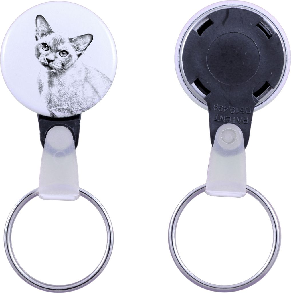 Birmakatze - handgefertigter Schlüsselanhänger mit dem Bildnis einer Katze, Taschenanhänger, Produkt der Marke Art-Dog