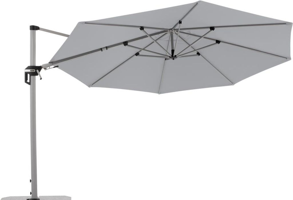 Doppler Active 370 cantilever umbrella, Terrassenschirm, Rund, Hellgrau, Stoff, Polyester, Stahl, Aluminium