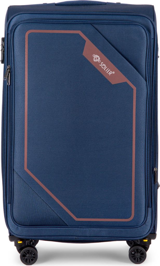 Solier Reisekoffer Koffer mit 4 Rollen Leicht Tourister Trolley Rollkoffer mit Zahlenschloss Groß Reisetrolley 40L