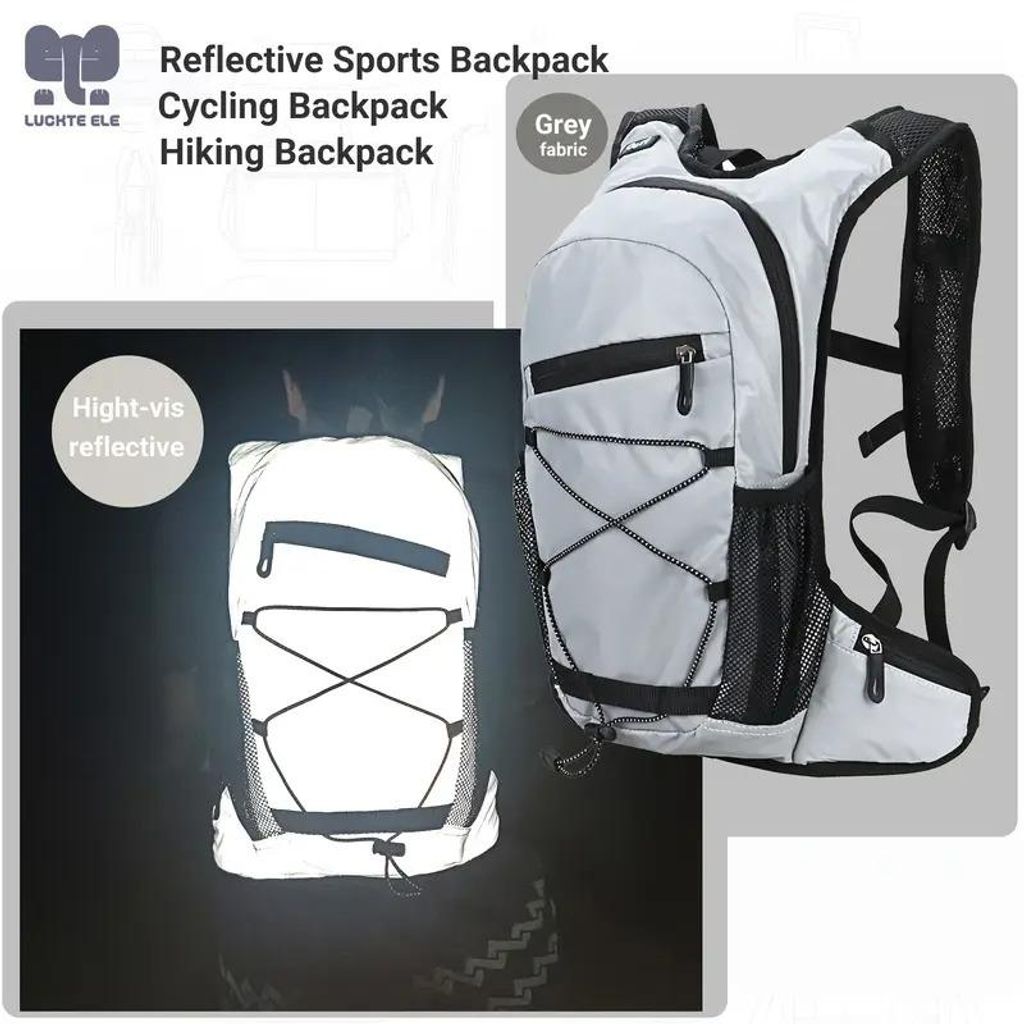 8L Reflektierender Fahrradrucksack – Leicht & Vielseitig | Outdoor Rucksack für Laufen, Wandern, Campus, Motorrad & Alltag