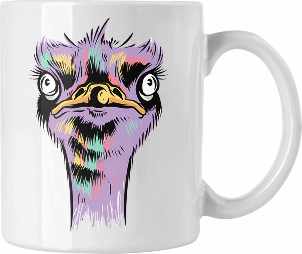 Trendation - Lustige Strauß Vogel Tasse Geschenk für Safari-Liebhaber (Weiß)