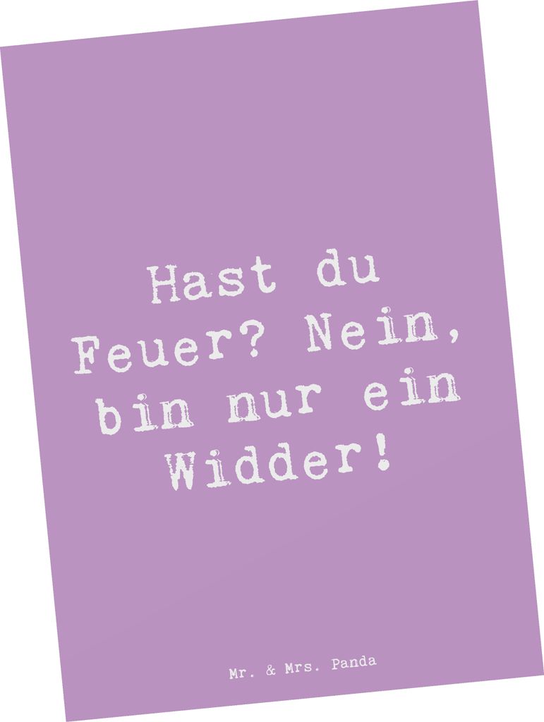 Mr. & Mrs. Panda Postkarte Spruch Widder Feuer - Lavendeltraum - Geschenk, Feuerzeichen, Sternzeichen, Grußkarte, Energie, Horoskop, spontan, Ansi...