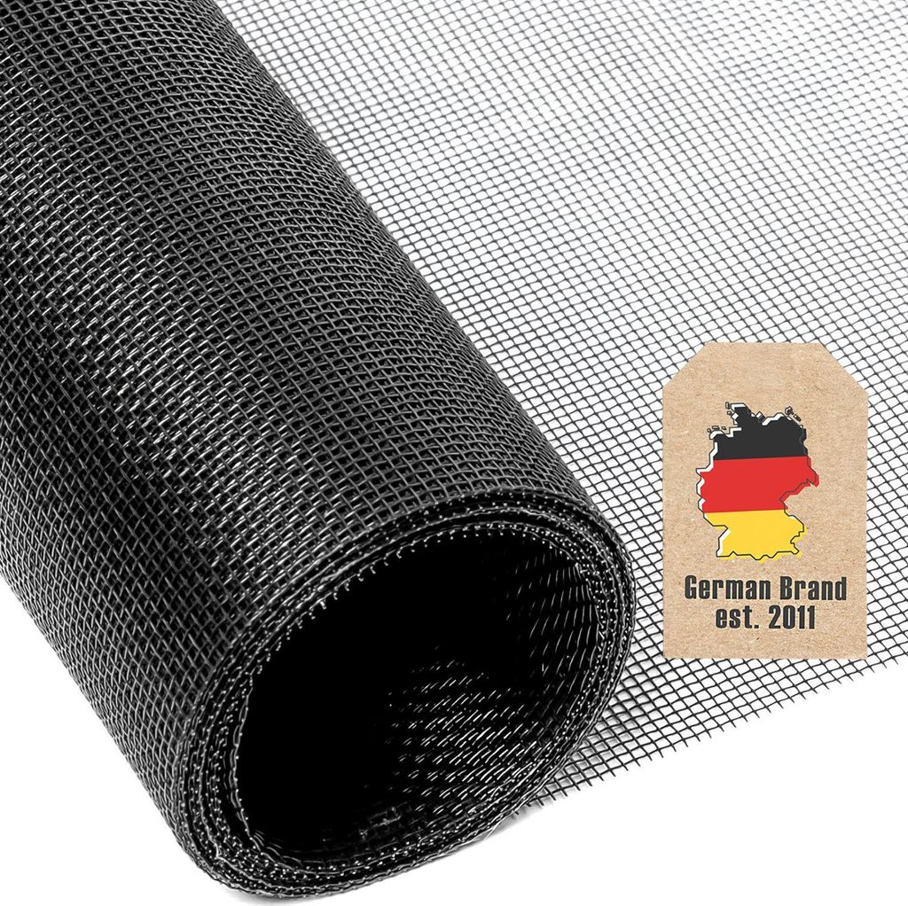 Intirilife Fliegennetz aus Fiberglas Schwarz Meterware Breite 120cm Maschenweite 1,2mm - UV beständig Fliegengitter Insektenschutz Gitter Fenster ...