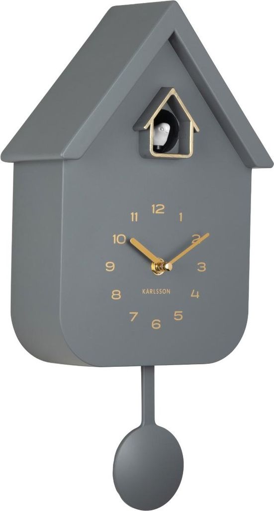 Karlsson - Wanduhr Solo Color Cuckoo - Grau - 6x21,5x41cm Produktbild 