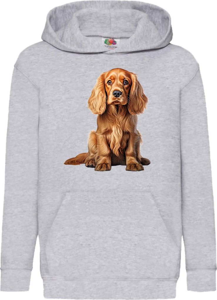 Kinder Kapuzenpullover Dogs Breeds Cocker Spaniel Dog Breed 006, 5-6 Jahr - 116 / Grau