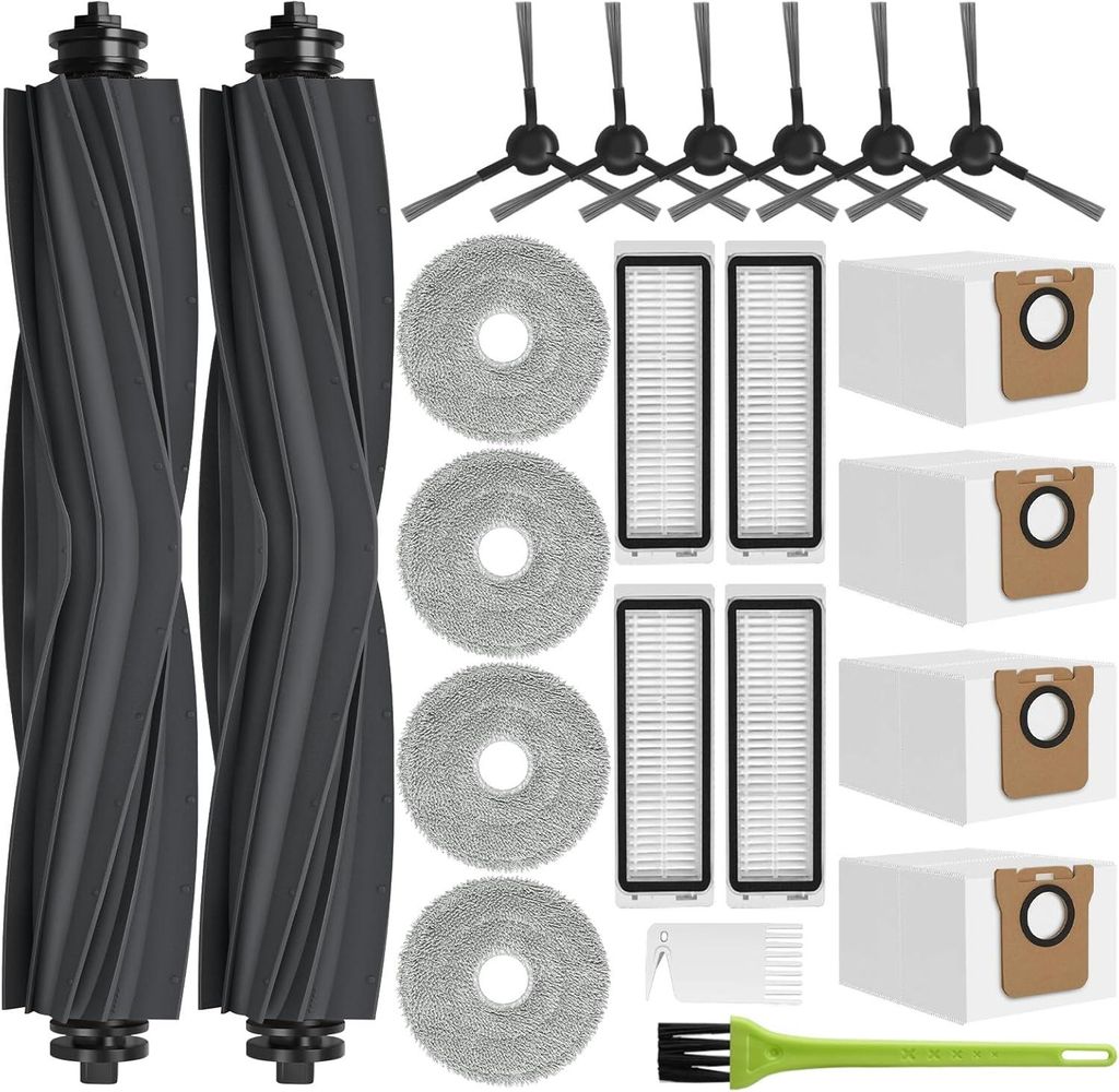 Zubehör für Dreame L20 Ultra / L20 Ultra Saugroboter mit 2 Hauptbürste, 4 Staubbeutel, 6 Seitenbürsten, 4 Wischtücher, 4 Filter, 1 Reinigungsb...