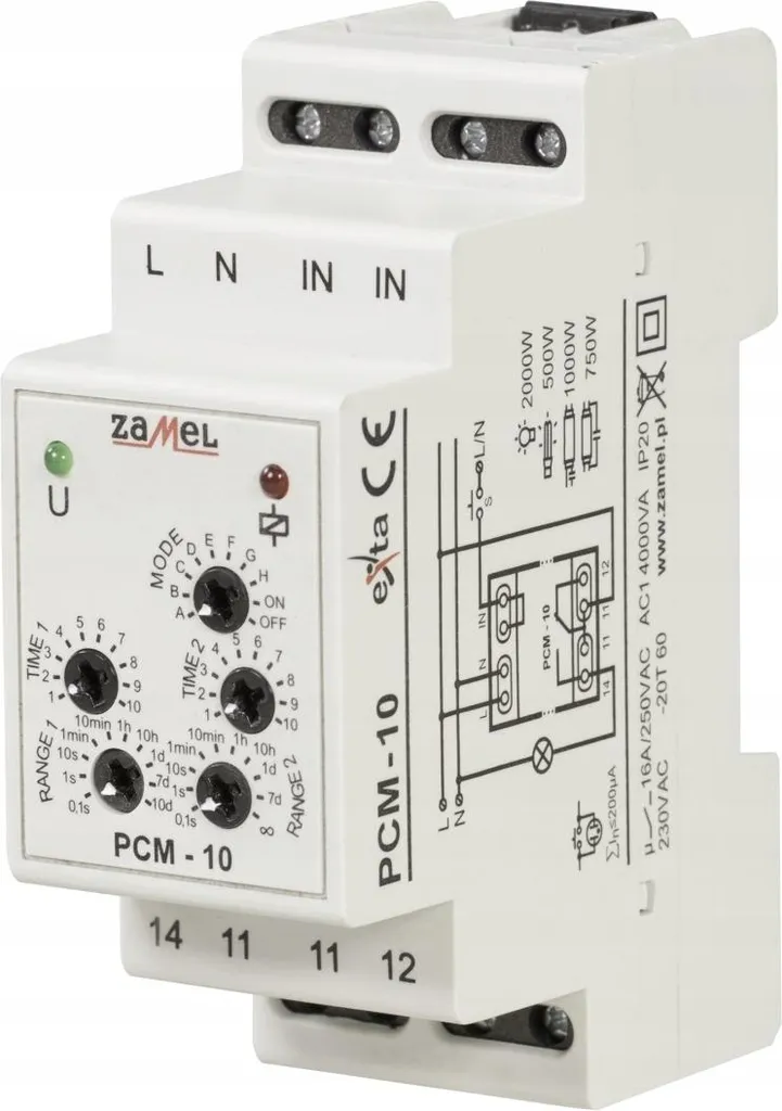 Temporisateur Multifonction PCM-10 Zamel avec Sortie Relais 16A 230V