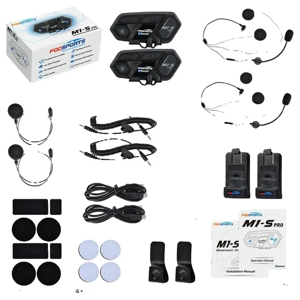 Interphone Bluetooth Moto V8 pour 8 Motards Étanche - Kit de 2 Unités