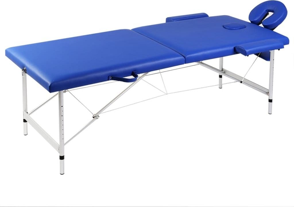 Maison Exclusive - Massageliege Klappbar 2-Zonen mit Aluminiumgestell Blau