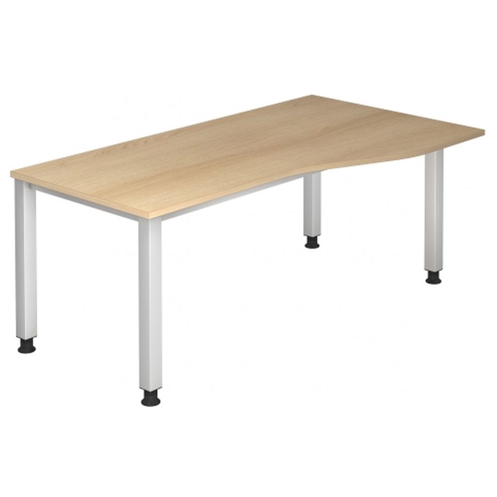 Schreibtisch 4-Fuß eckig 180x100/80cm Eiche/Silber
