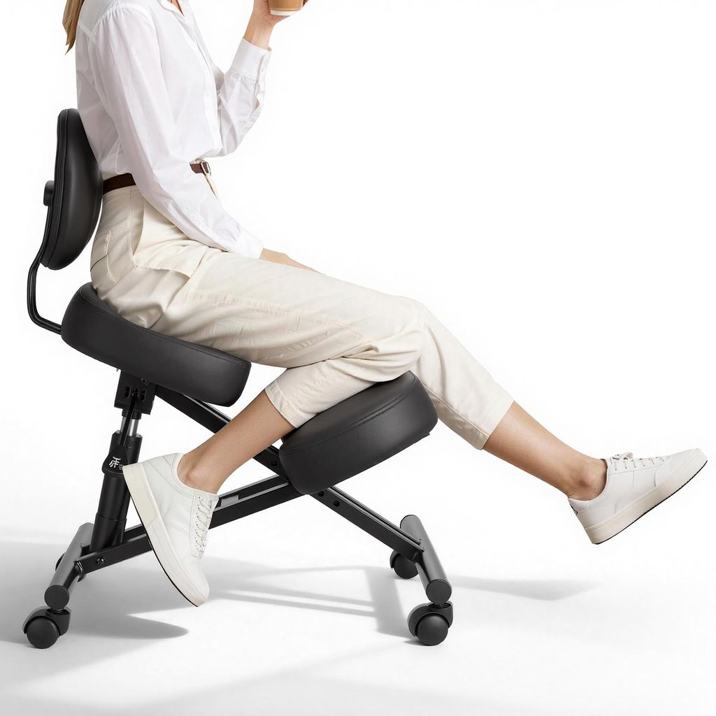 VEVOR Ergonomiczne krzesło kolanowe z kółkami i oparciem, Zdjęcie produktu 