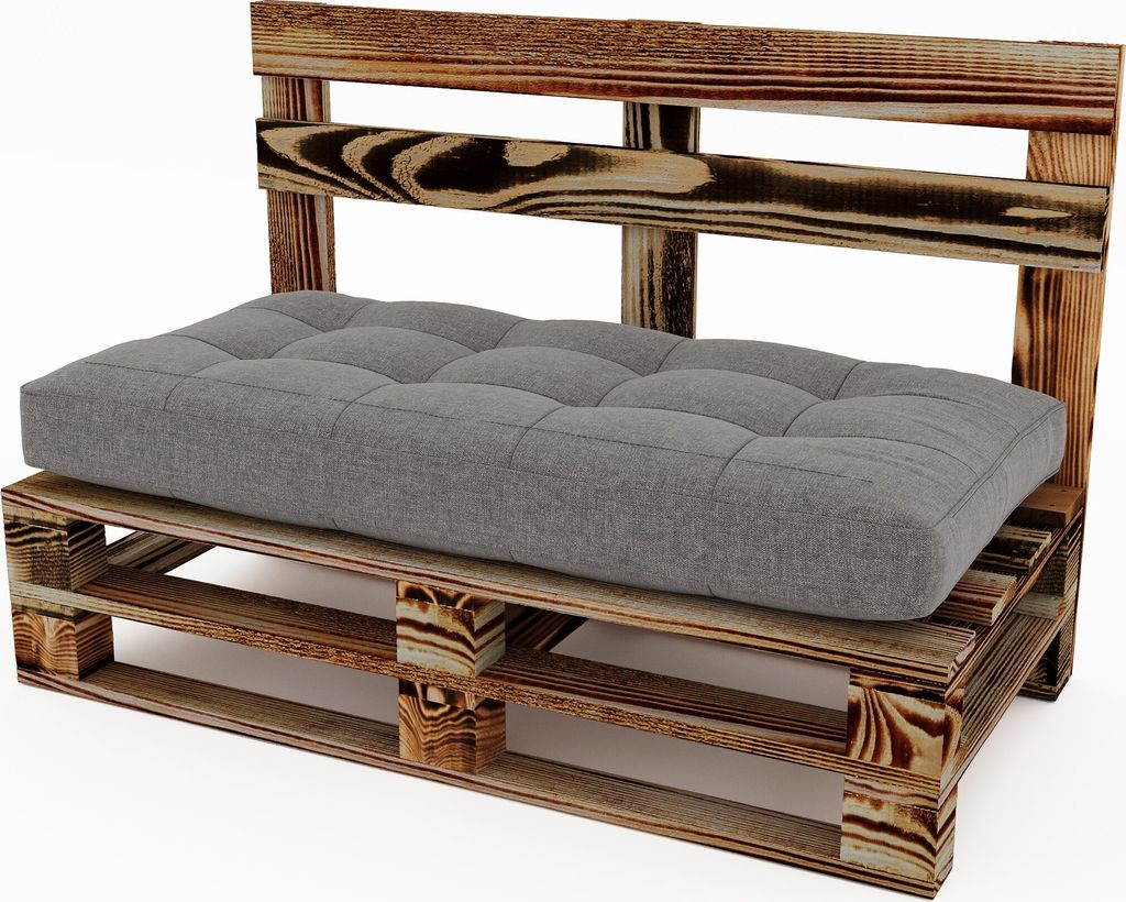 Lermowood Palettenmöbel Mpe Bank 100 x 60 cm Geflammt | Europaletten Indoor und Outdoor Lounge Gartenmöbel Holz Gartenmöbel Set Lounge Möbel Te...