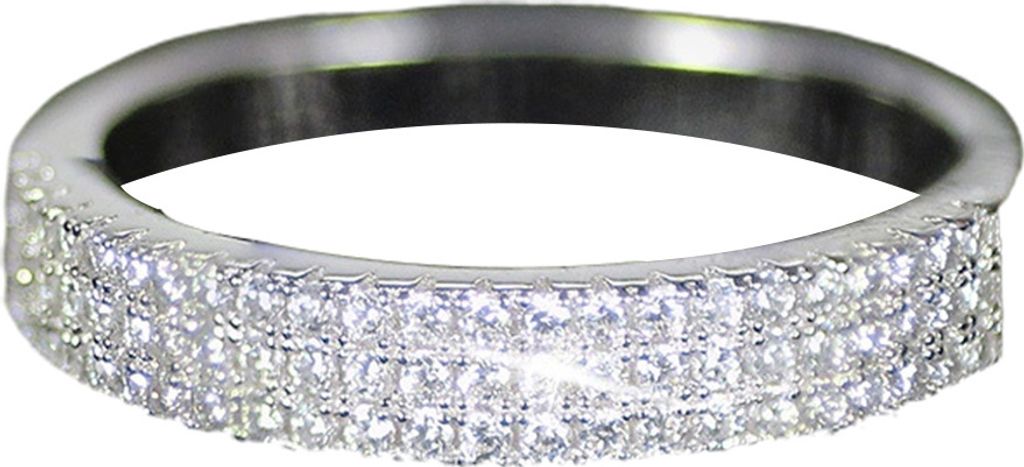 Luxus Frauen Multilayer Strass Intarsien Finger Ring Hochzeit Party Schmuck Geschenk-Silber,US 10