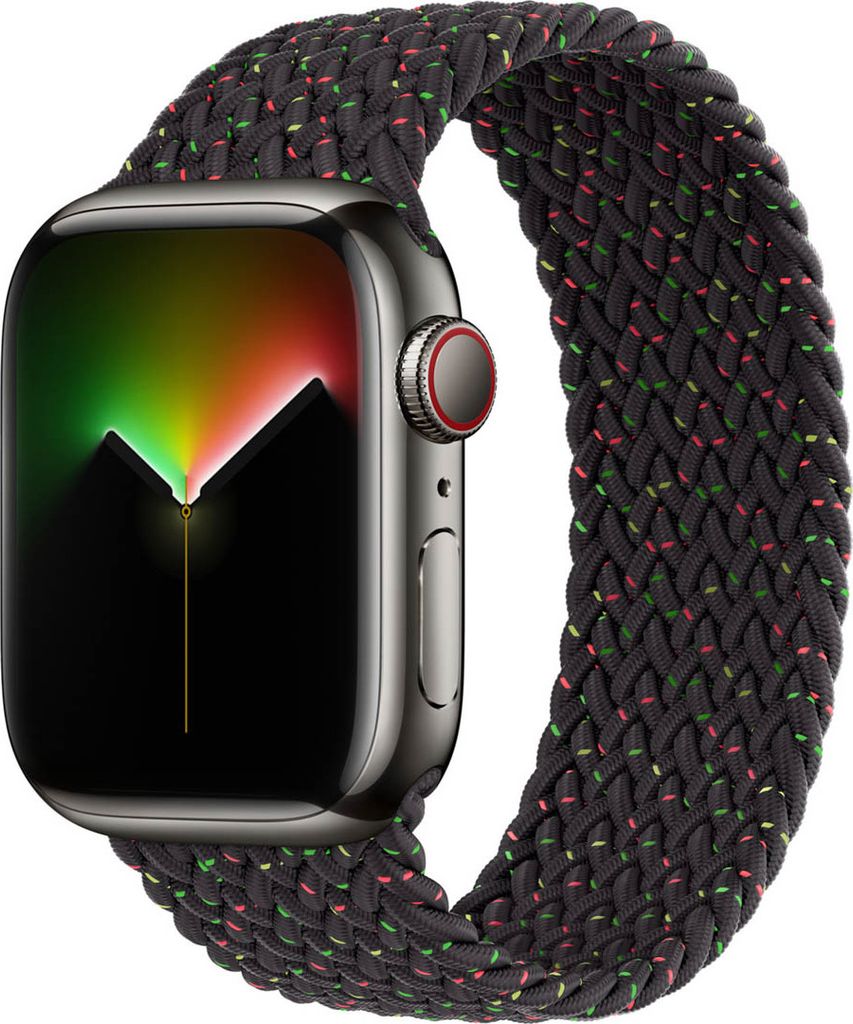 Apple Geflochtenes Solo Loop für das Watch | 44/45/46/49 mm - Größe 8 - Black Unity