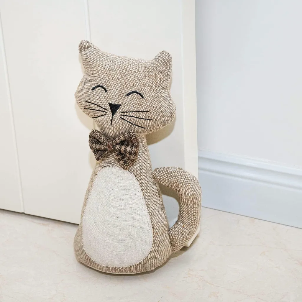Cale-porte en tissu chat pour chambre et bureau contre courants d'air