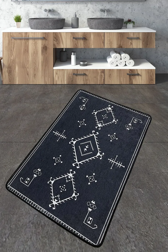 Tappetini da Bagno Lusso Mijolnir Antiguo Grigio Scuro 100% Poliestere
