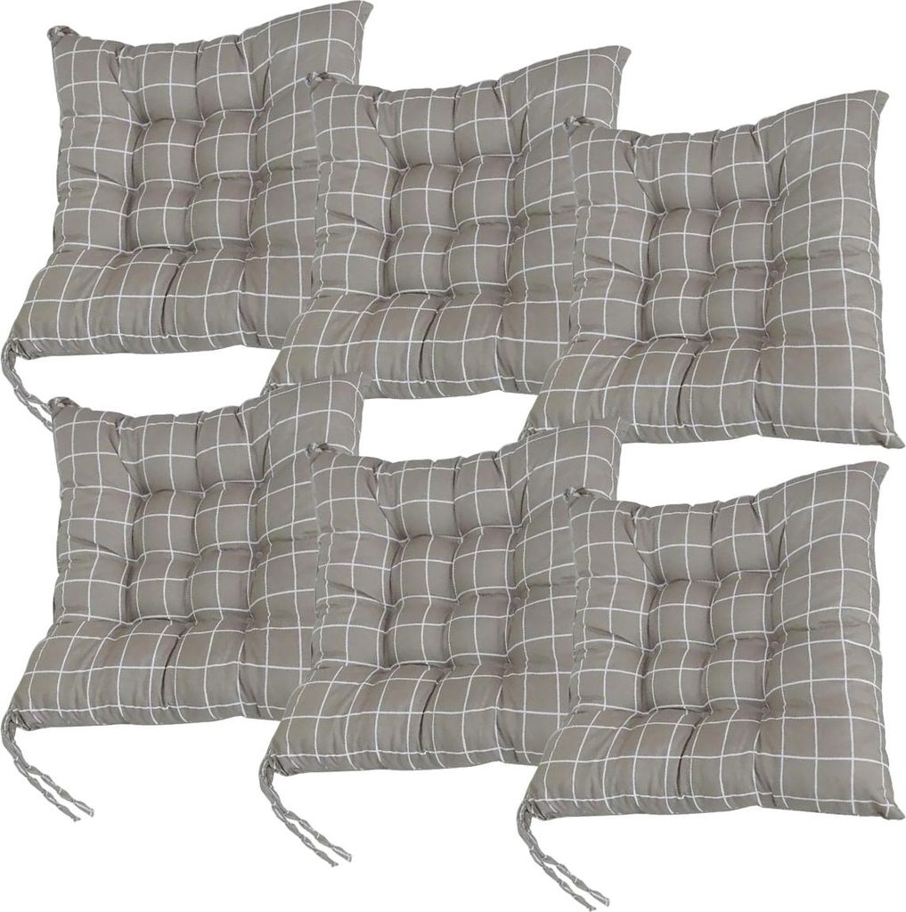 6er Set Stuhlkissen 40x40, Dekokissen Stuhlkissen Gartenkissen 12 Maschen in einem unterschiedlichen Muster, Polyester (A)