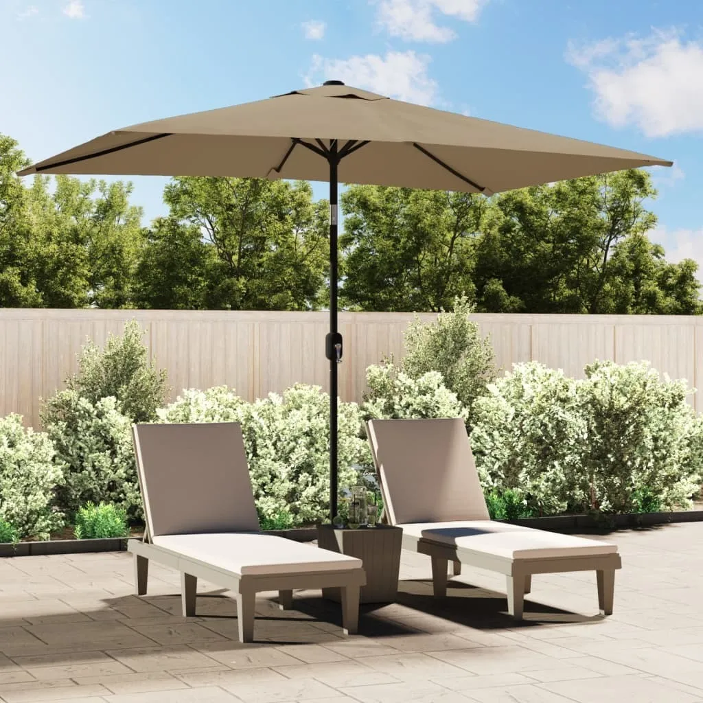 The Living Store Ombrellone con asta in metallo 300 x 200 cm Taupe