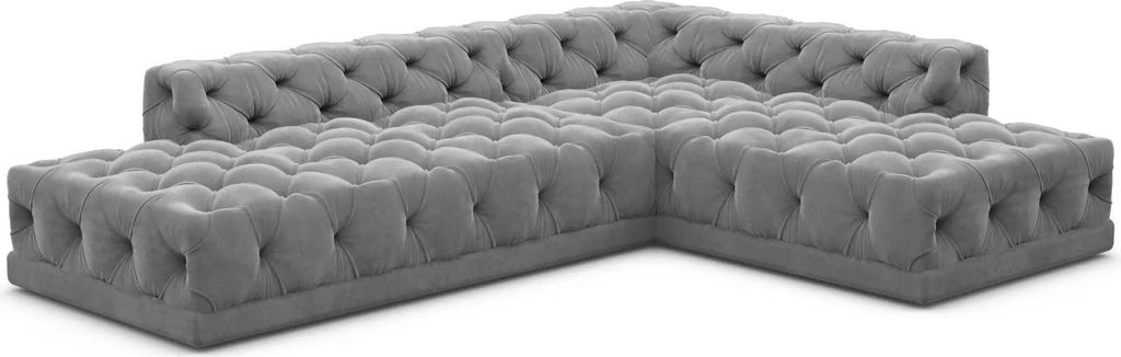 Samtstoff L-Form Lounge Sofa Meliva Dunkelgrau Rechts