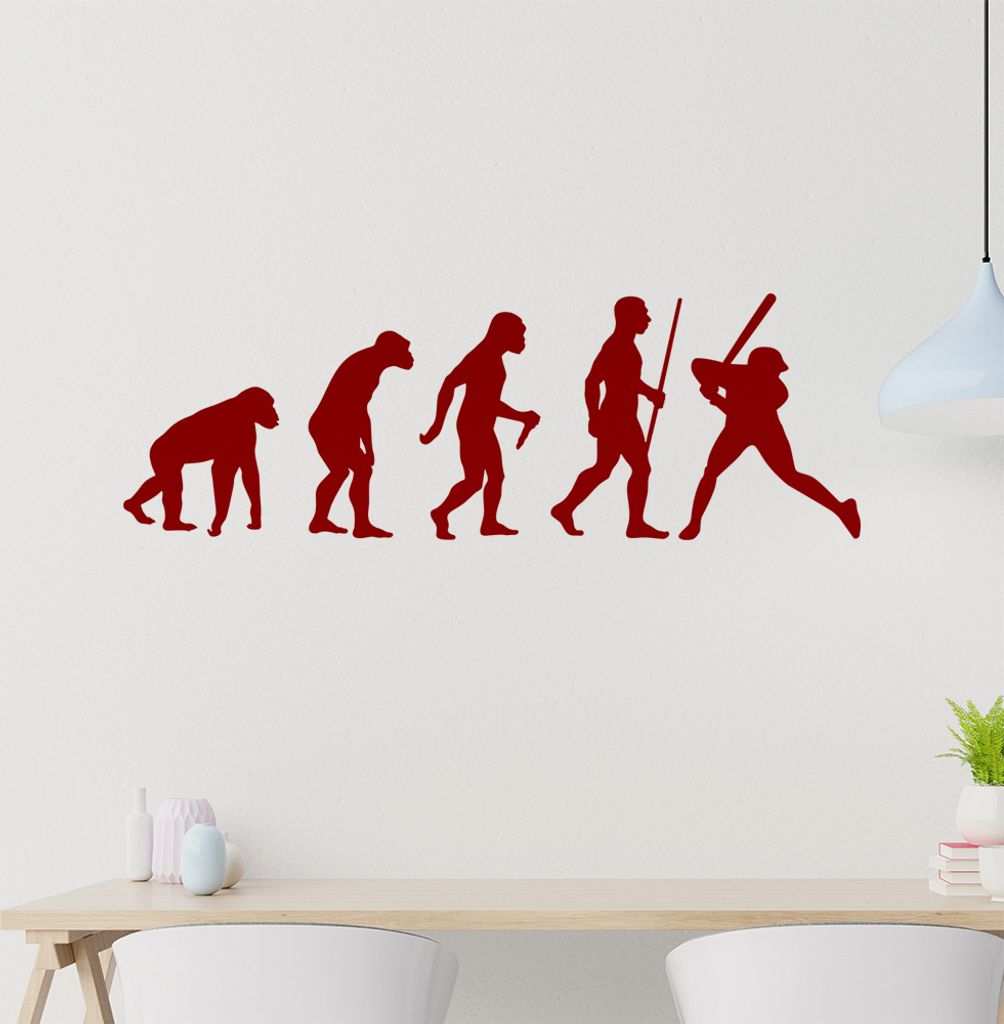 Baseball Game Evolution Wandtattoo Wandaufkleber Wall Sticker - Dekoration, Küche, Wohnzimmer, Schlafzimmer, Badezimmer