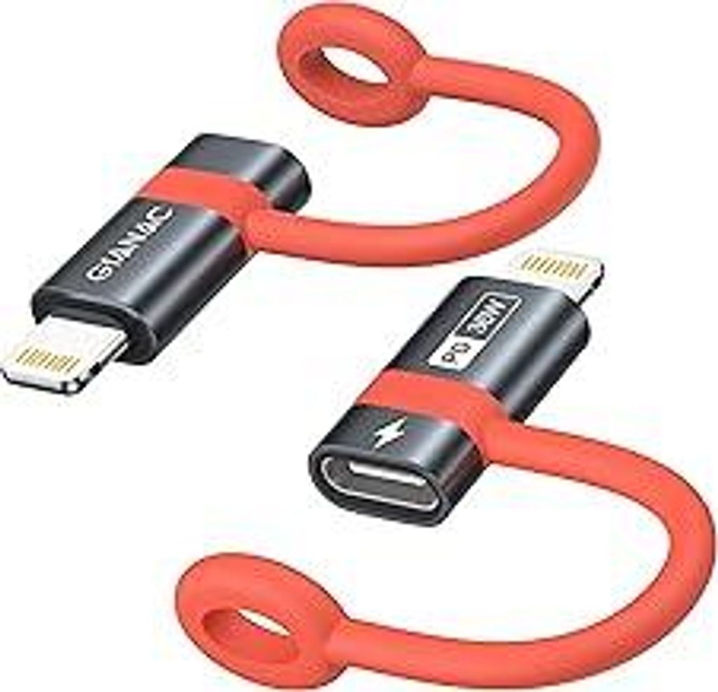 GIANAC USB C auf Lightning Adapter (2Stück),USB C Lightning Adapter 36W Schnelles Laden mit Anti Verlust Seil für iPhone 14 13 12 11 Pro Max,Nich...