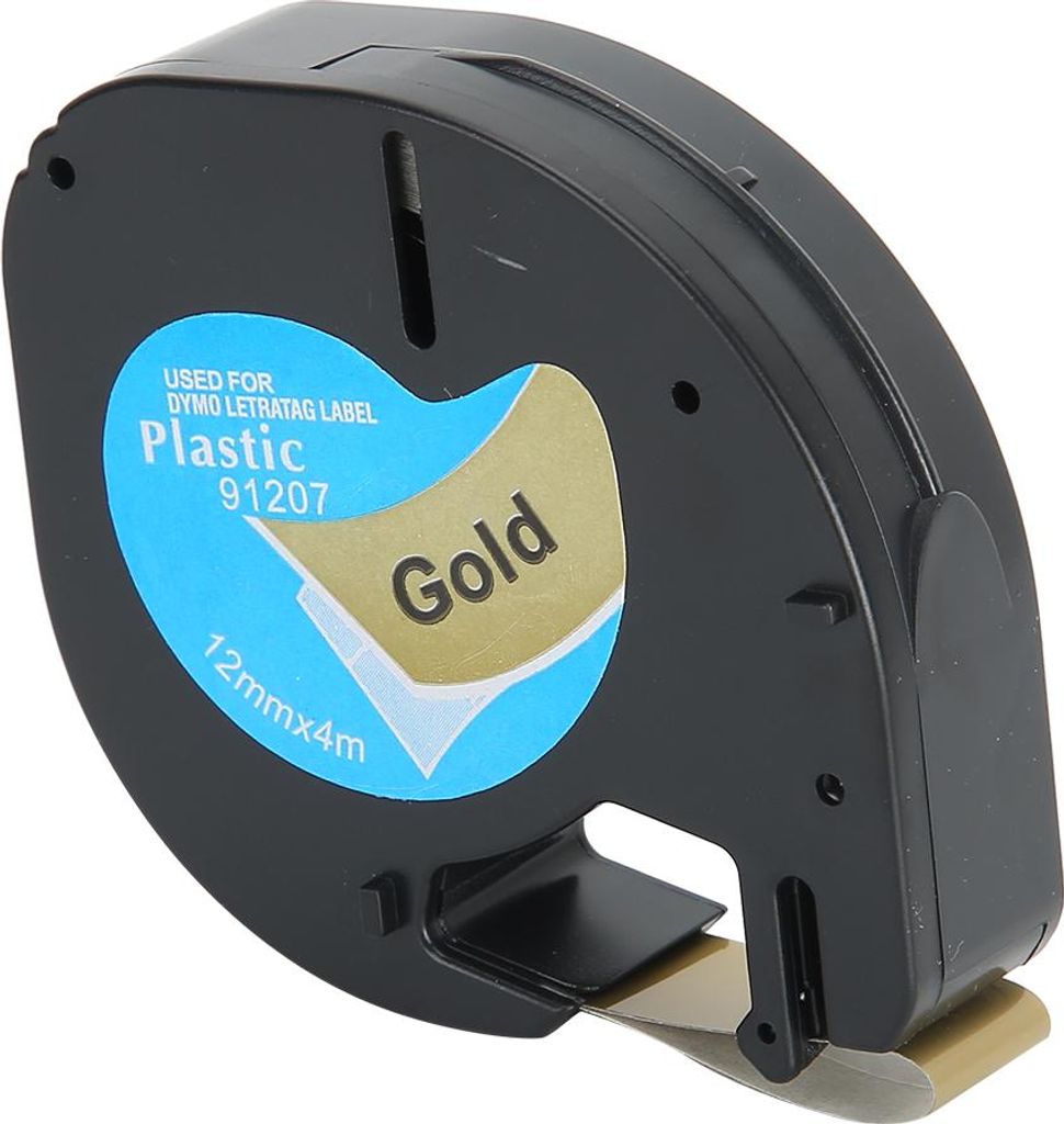 Etikettenband 12mm x 4m, Gold‐auf‐Schwarz, Ersatzteil für Etikettendrucker