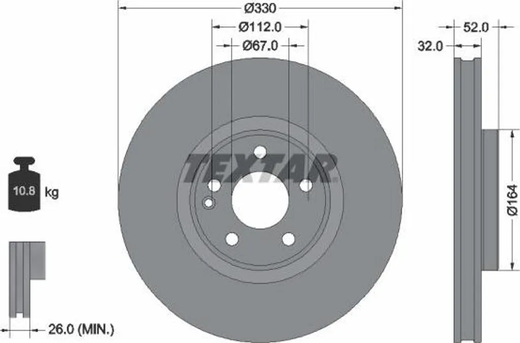 Disque de frein pour Classe V Mercedes TEXTAR 92334903 OE 4474211900