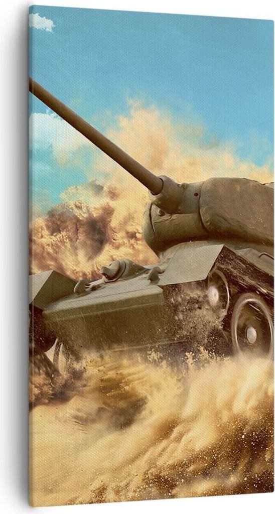Bild auf Leinwand - Leinwandbild - Panzer Poligon Feld - 55x100cm - Wand Bild - Wanddeko - Leinwanddruck - Bilder - Kunstdruck - Wanddekoration - L...