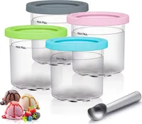 4 x Eiscreme Behälter mit Deckel für Ninja Eismaschine,Eiscreme Aufbewahrungsbehälter,kompatibel,Eismaschine Maschine Zubehör,mit Eisportionierer