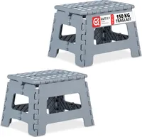 relaxdays Klapphocker faltbar M hellgrau 2er Set