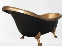 Freistehende Badewanne RETRO ROSA 170cm Klik-Klak + Siphon, gold/schwarz gefärbtes Composite
