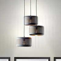 BRILLIANT schwarze Rondell Hängelampe TYAS | 120 cm Höhe, Ø 52 cm | 3 x E27 max. 60 W | Metall