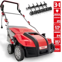 HECHT 1848 Vertikutierer Elektro | 2in1 Rasenlüfter | 38cm Arbeitsbreite | 1800W | 55L Fangkorb