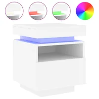 vidaXL Nachttisch mit LED-Leuchten Weiß 40x39x48,5 cm