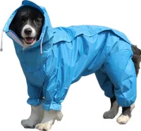 Hunderegenmantel mit abnehmbarem Hoodie, verstellbarer Hundejacke mit Kordelzug im Freien, blau, 26