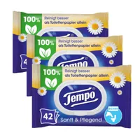Tempo feuchte Toilettentücher Kamille 3x42 Feuchttücher feuchtes Toilettenpapier