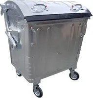Bauer Müllcontainer 1100 l aus verzinktem Stahlblech mit Runddeckel