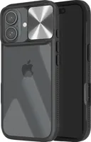 Avizar, ochranné pouzdro pro iPhone 16, kryt fotoaparátu kompatibilní s QI, černé