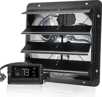 SucceBuy 406 mm Abluftventilator mit Jalousie, EC-Motor 1747 CFM, Wandmontage mit variabler Geschwindigkeit mit Temperatur- und Feuchtigkeitsregler, Belüftung für Gewächshäuser, Garagen, Schuppen