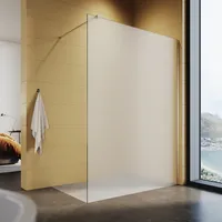 Parawan prysznicowy walk in 100x200cm szkło matowe kabina prysznicowa parawan prysznicowy 8mm szkło bezpieczne NANO, z drążkiem nośnym, w pełni satynowany