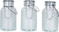 3er Set Windlicht H26cm Glas Laterne Weiß Gartenleuchte Kerzenhalter Garten Deko