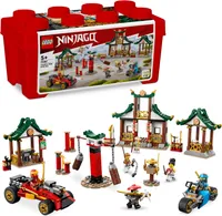 LEGO 71787 NINJAGO Kreative Ninja Steinebox, Spielzeug Aufbewahrungskiste mit Ninja-Auto und Motorrad, Dojo und Minifiguren für Kinder ab 5 Jahren